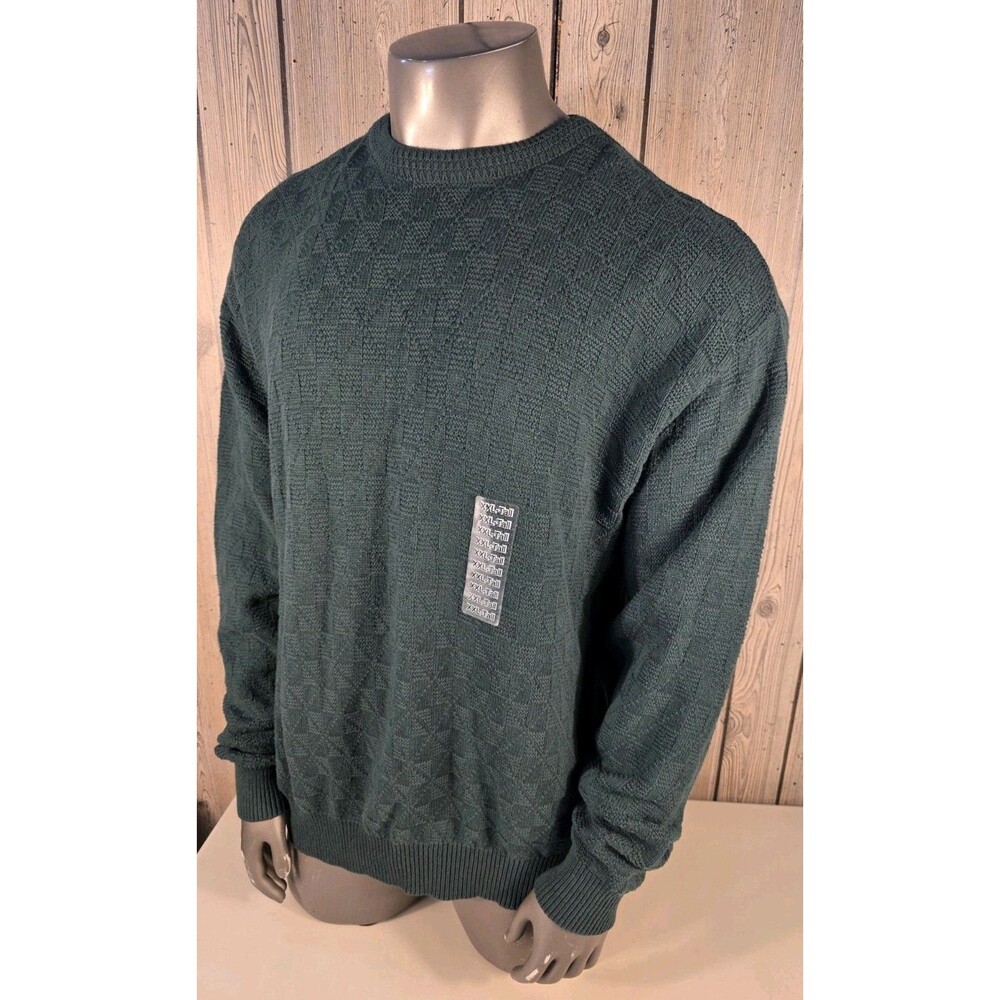 Vintage Shenandoah Sweater Green Cotton Men XXLT Long Sleeve Knit Shirt USA NEW